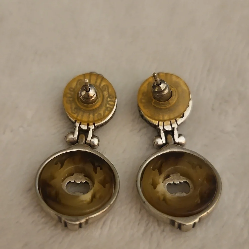 BRIGHTON Carved Donut Shape Door Knocker Post Earrings